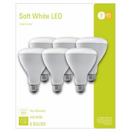 GE Lighting 240110 9W BR30 Soft White Reflector Flood LED Light Bulb - Pack Of 6